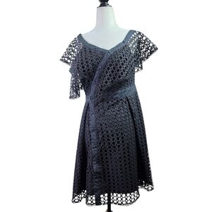 Serpil eyelet/ textured Assymetrical mini dress